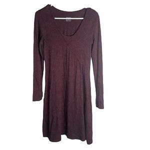 Toad & Co. Tomboy Faux Wrap Dress Womens XS Midi Maroon Long Sleeve Casual